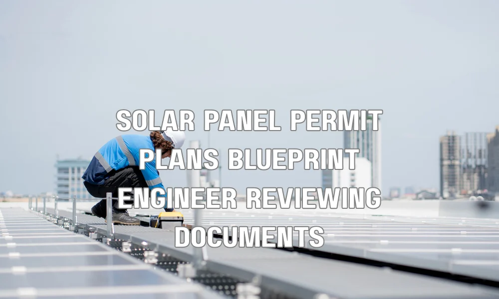 Architect reviewing architectural and electrical plans for a solar permit application