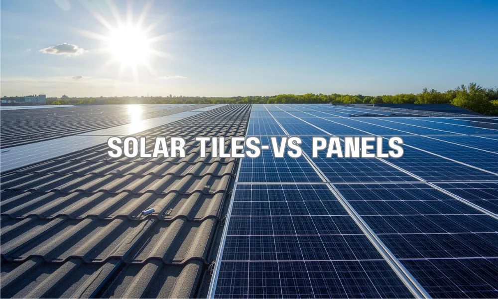 An infographic comparing the long-term ROI of solar tiles versus traditional panels, showing cost vs. time.