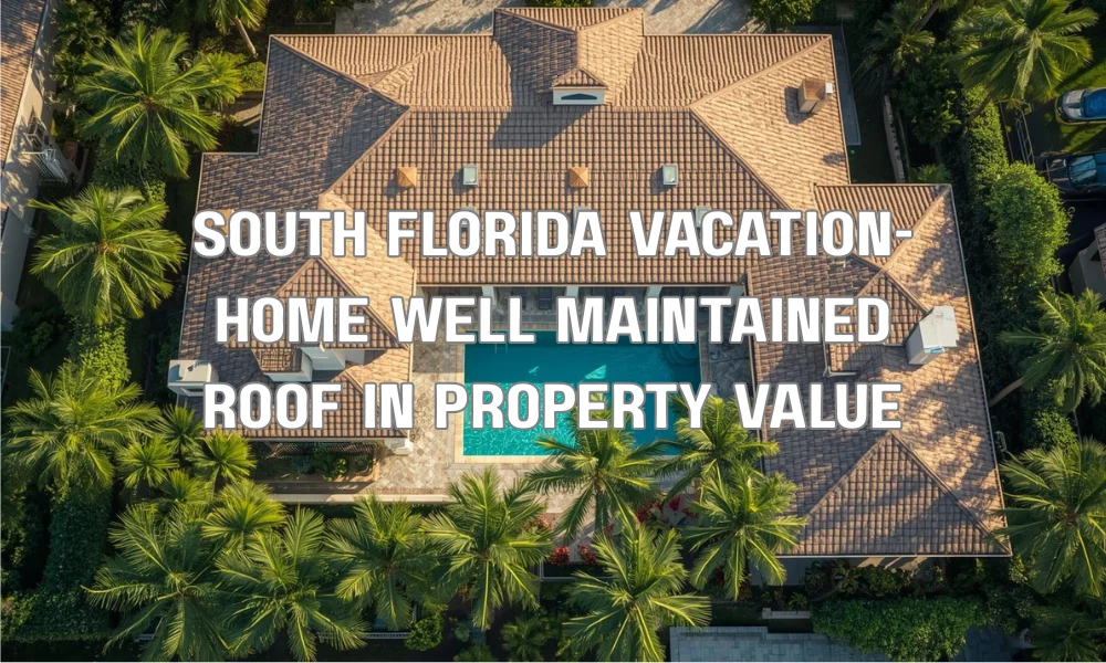 Modern South Florida vacation home with a pristine, well-maintained tile roof and tropical landscaping, demonstrating high property value and storm resilience.