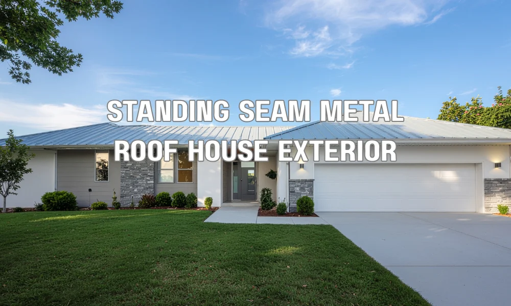 Standing seam metal roof on a residential home showing durable interlocking metal roofing panels