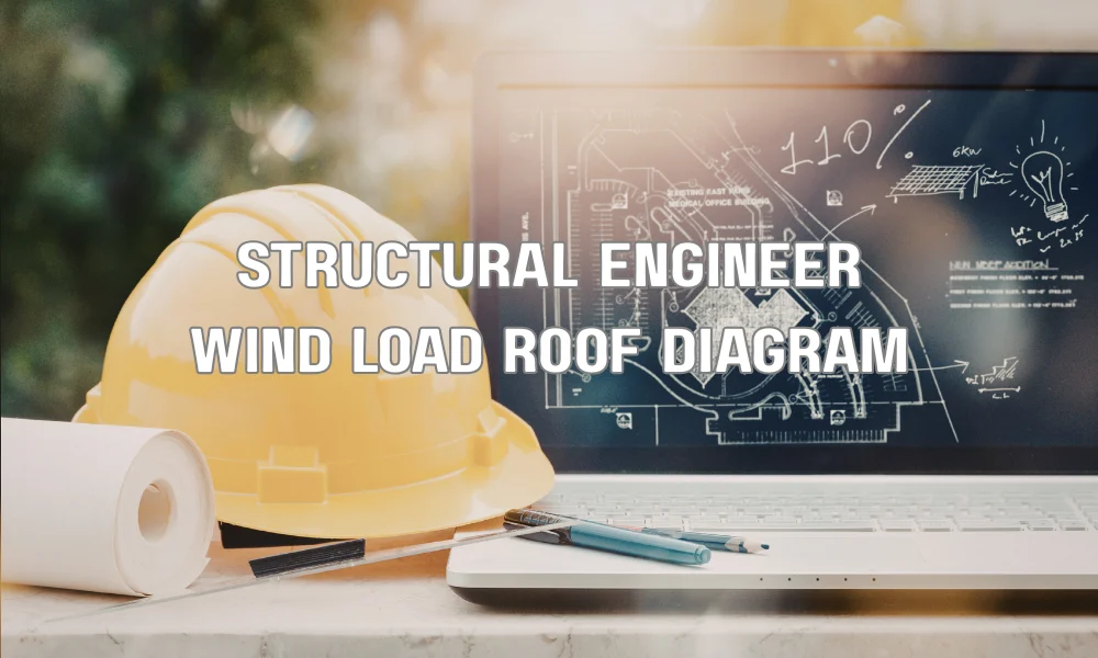 Structural engineering diagram illustrating ASCE 7 wind load calculations for roof design in hurricane-prone regions