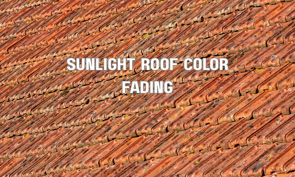 Residential roof exposed to strong sunlight illustrating how UV radiation can cause roof colors to fade over time