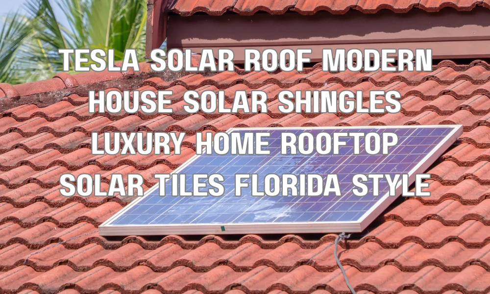 Modern home with Tesla solar roof tiles showcasing sleek design and energy-efficient roofing in Florida