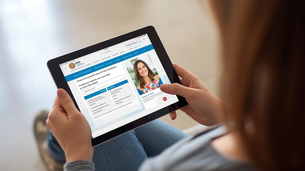 A focused Fort Lauderdale homeowner simultaneously checks a contractor's physical state license card (CCC) against the Florida DBPR verification website on her tablet.