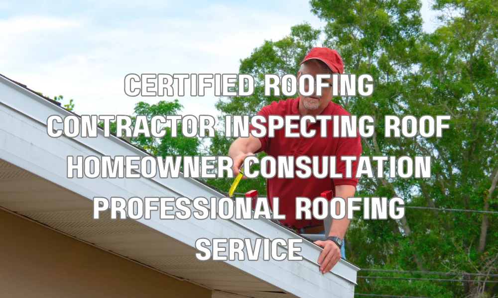 Certified roofing contractor inspecting a residential roof and advising homeowner on roofing options
