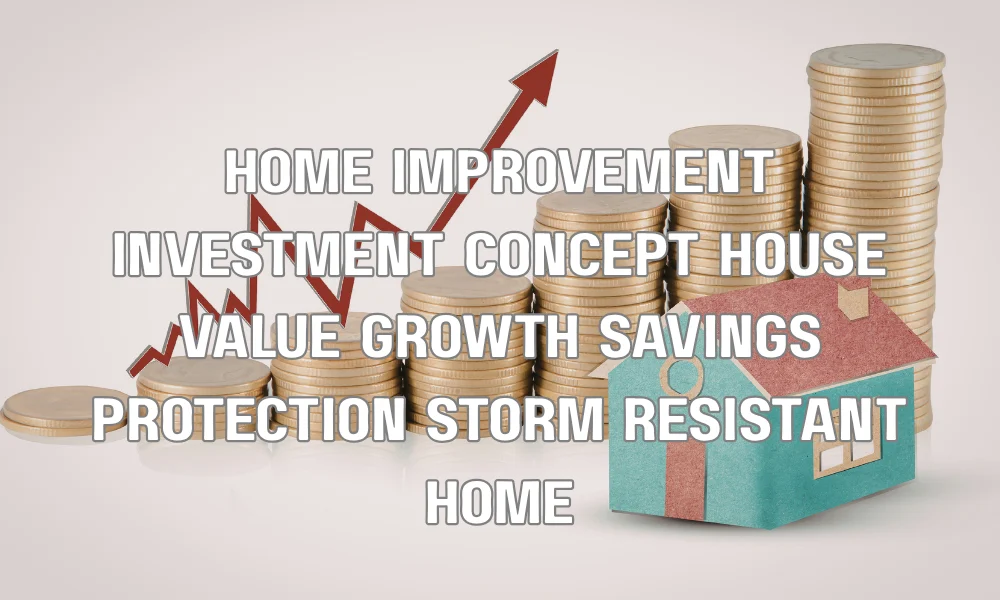 Illustration of a protected home with upward value growth representing insurance savings and return on investment