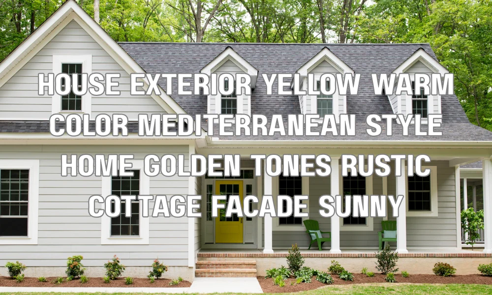 Mediterranean style home exterior with warm yellow and golden tones creating a cheerful and inviting look