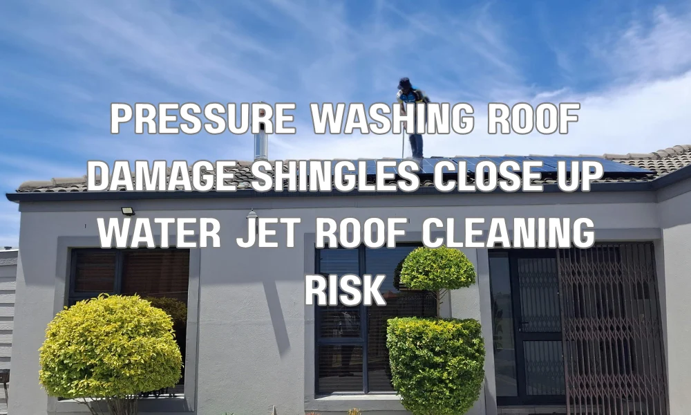 High-pressure washing causing damage to asphalt roof shingles and stripping protective granules