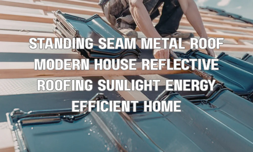 Standing seam metal roof on a modern home reflecting sunlight for improved energy efficiency