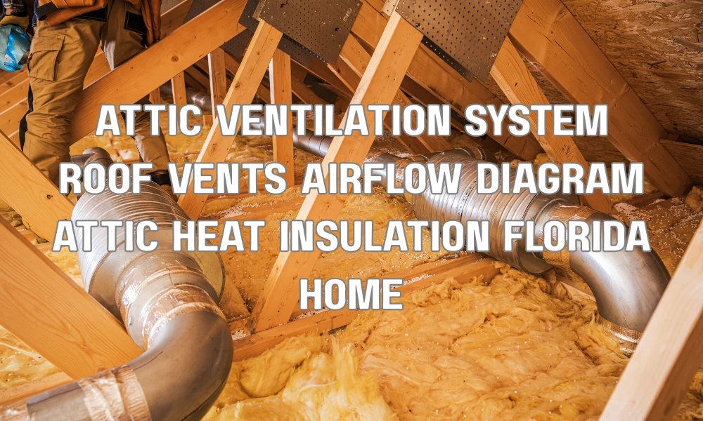 Attic ventilation system with roof vents reducing heat buildup and improving home energy efficiency