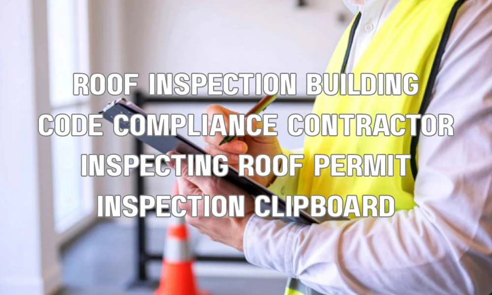 Roofing contractor inspecting a residential roof for building code compliance and permit approval in Florida