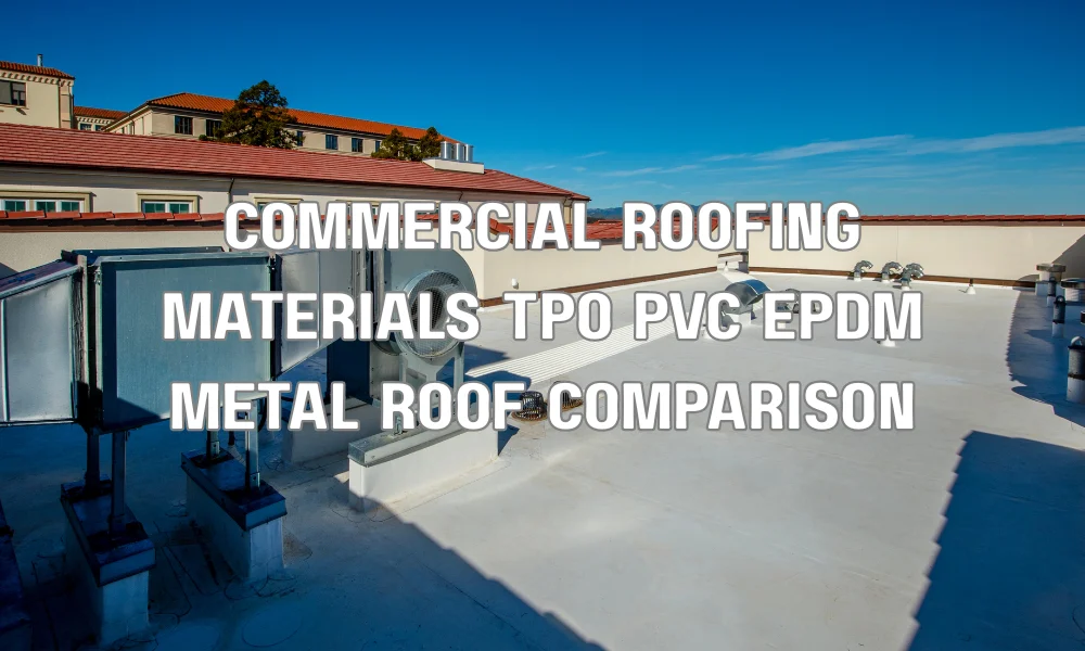 Commercial roofing materials including TPO, PVC, EPDM, and metal roofing systems designed for Florida weather conditions