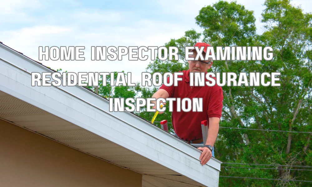 Insurance inspector assessing the condition of a residential roof for policy renewal eligibility
