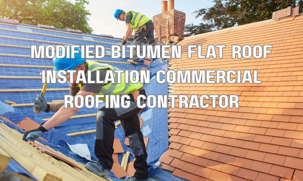 Modified bitumen roofing system installed on a flat commercial roof in South Florida