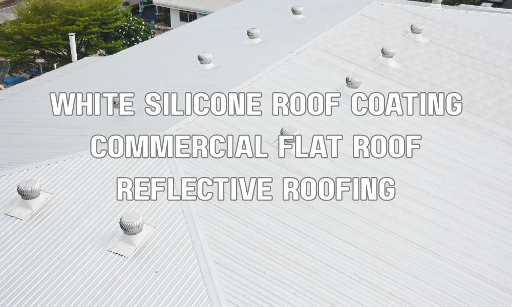 White silicone roof coating on a commercial flat roof providing UV protection and water resistance in Florida