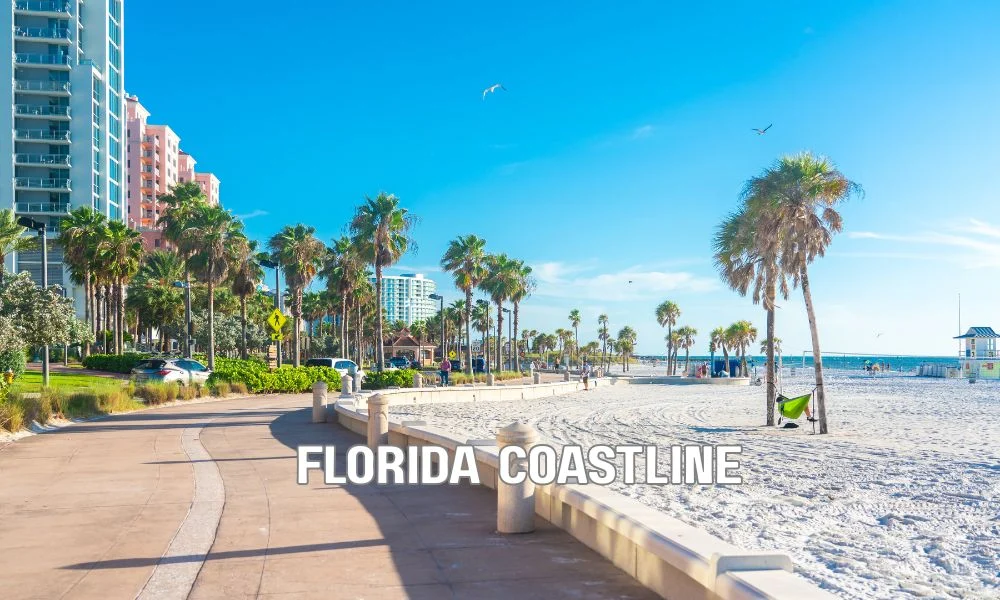 Modern coastal Florida neighborhood with hurricane-resistant homes designed to withstand high winds, under stormy skies, illustrating resilient building standards and updated structural codes.