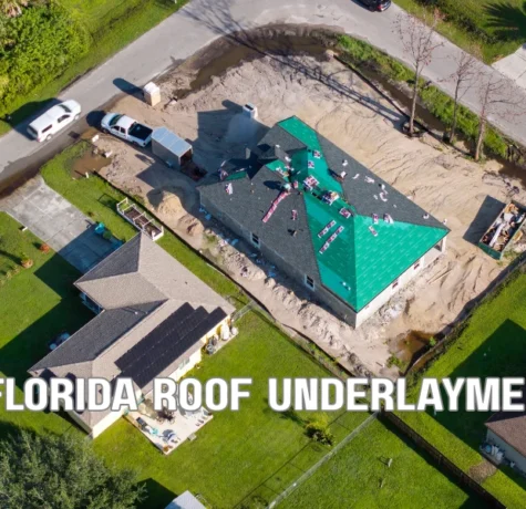Florida roofing contractor installing a secondary water barrier and synthetic underlayment on a sealed roof deck before shingle installation.