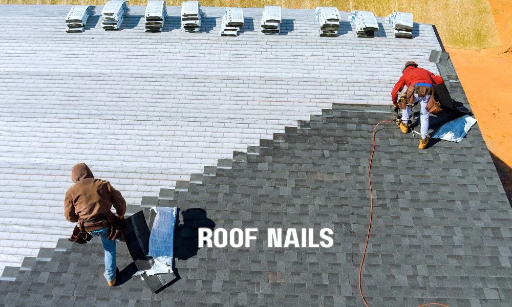 A close-up of a Florida residential roof highlighting corner, perimeter, and field roof zones with roofing contractors installing extra fasteners along the edges to meet wind-resistant building code requirements.