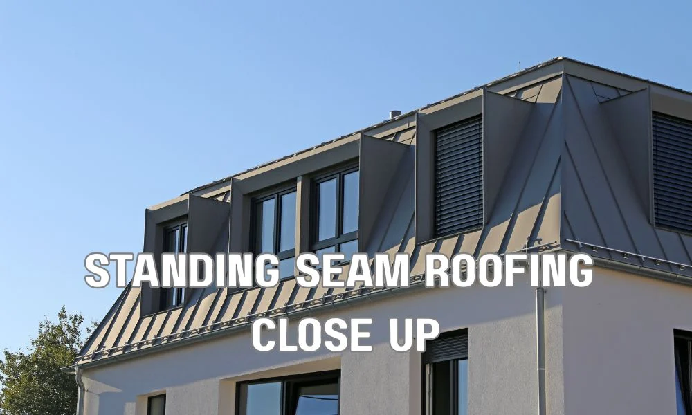 Professional inspection of a standing seam metal roof showing clean panels, secure fasteners, and proper drainage maintenance to extend roof lifespan. Regular maintenance helps prevent corrosion, leaks, and minor damage while preserving long-term roof performance.