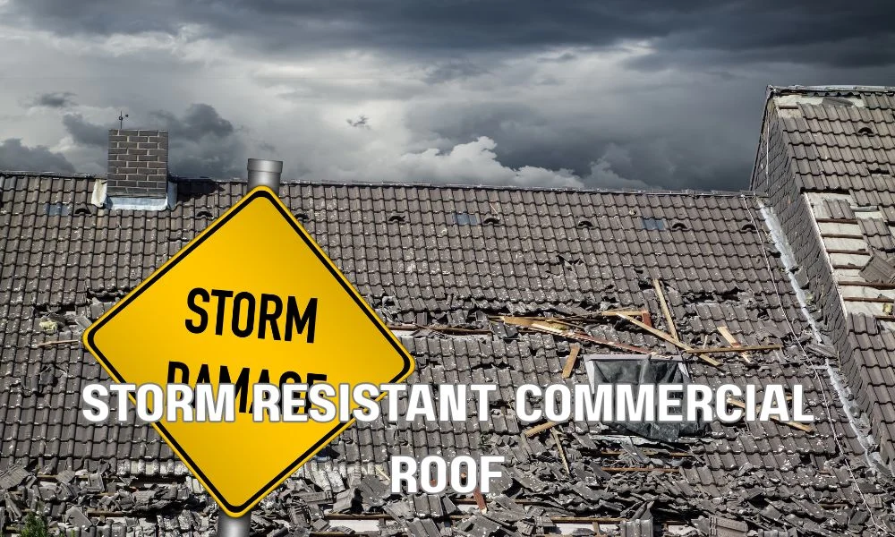 Commercial warehouse roof designed to meet Florida Building Code (FBC) requirements with hurricane-resistant roofing materials and secure installation. Licensed professionals inspect a durable industrial roof built for wind uplift protection, code compliance, and long-term performance.