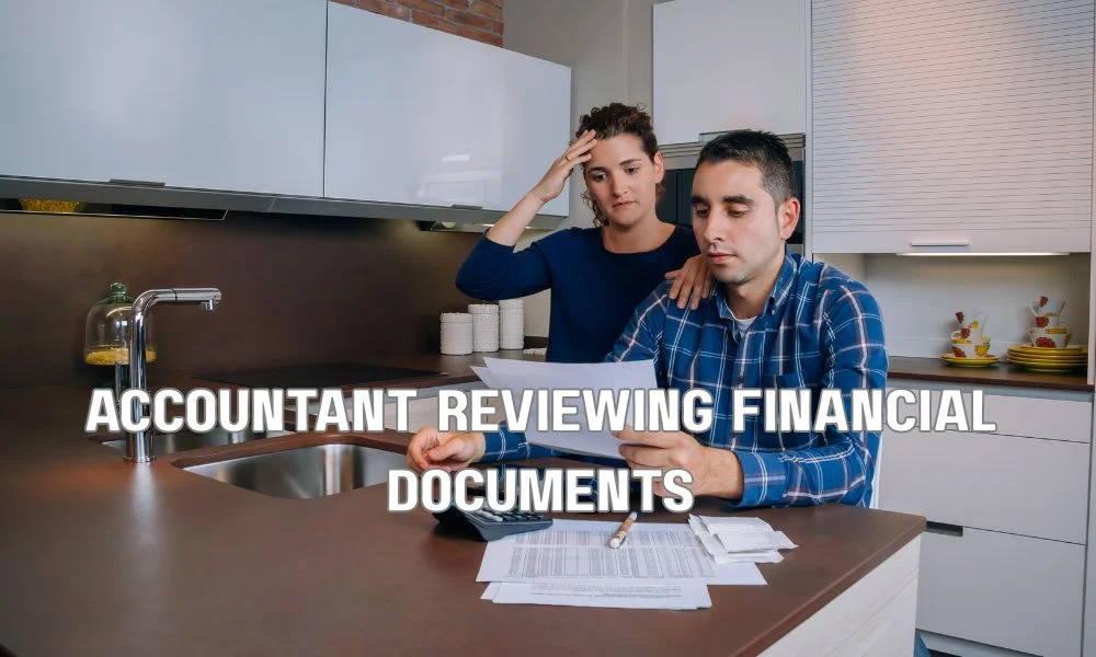 Business accountant reviewing financial documents and asset depreciation reports with a calculator, illustrating bonus depreciation, accelerated tax deductions, and corporate tax planning strategies.