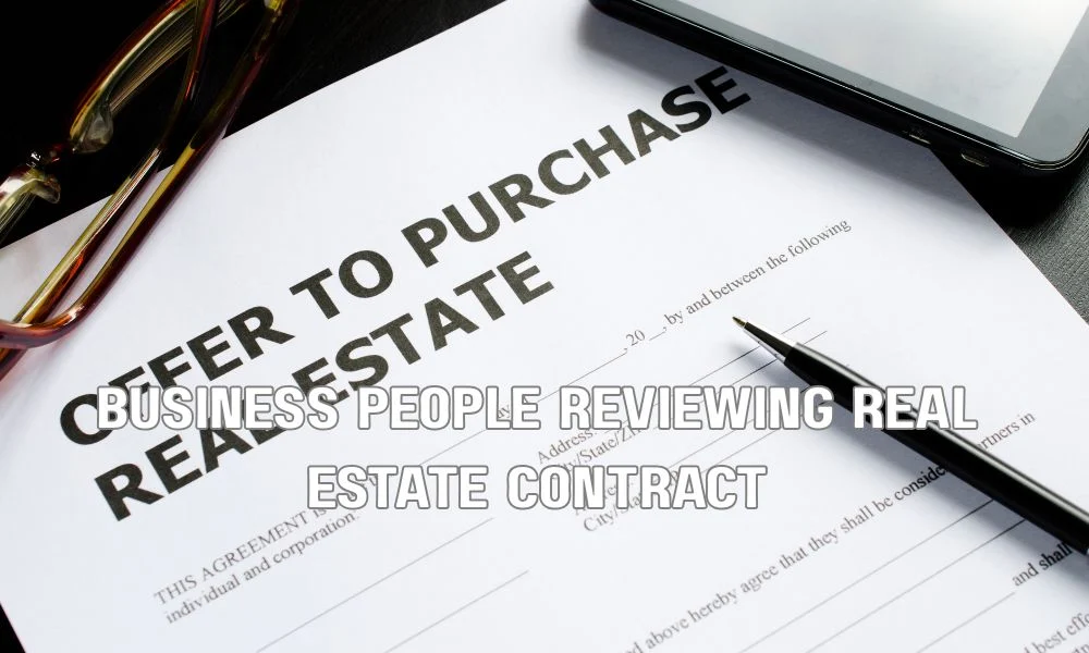 Business landlord and tenant reviewing a commercial lease agreement while discussing roof maintenance responsibilities for a commercial property.