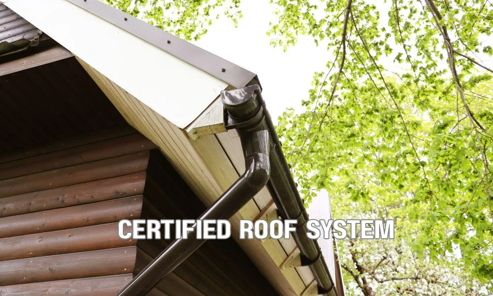 Certified commercial roof assembly installed on a modern building, highlighting durable roofing materials designed to withstand severe weather and improve long-term cost savings.