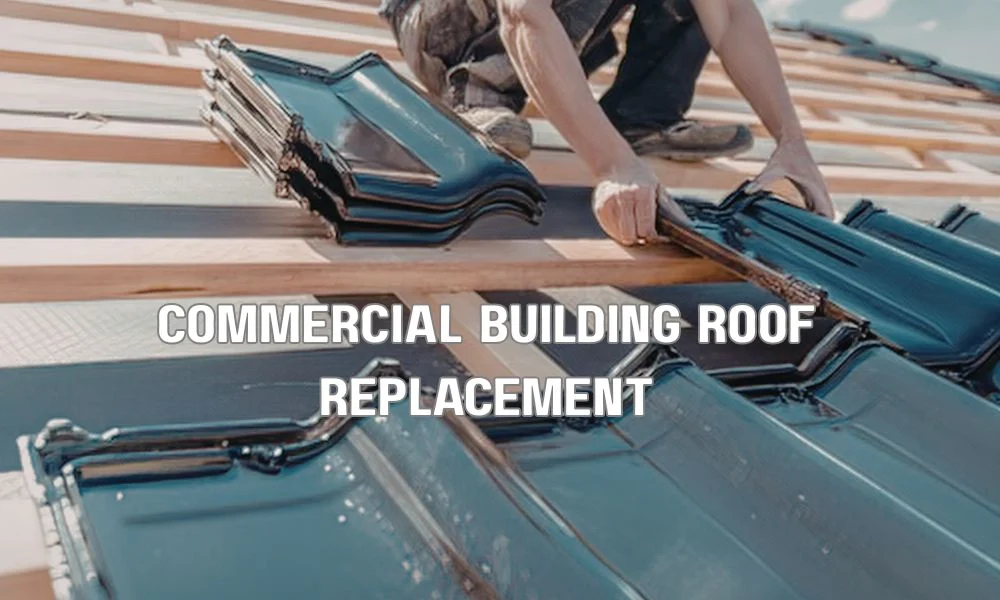 Commercial building undergoing a major capital improvement project with roof replacement and renovation work, illustrating long-term property upgrades that increase value and extend the building's useful life.