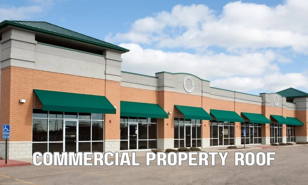 Commercial flat roof with roofing materials, warranty documents, and contractor inspection illustrating NDL, material-only, and workmanship commercial roof warranties.