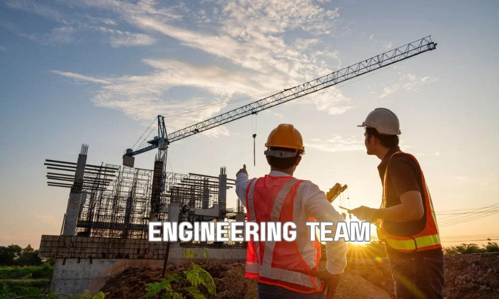 Architects and structural engineers reviewing wind design plans on digital software while collaborating on ASCE 7-22 compliant building design in a modern office.