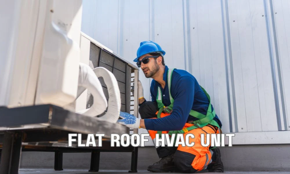 Close-up of a commercial rooftop HVAC unit curb with damaged flashing and deteriorated sealant causing a roof leak. Professional roofing technician inspecting and repairing the curb to prevent water intrusion and protect HVAC equipment.