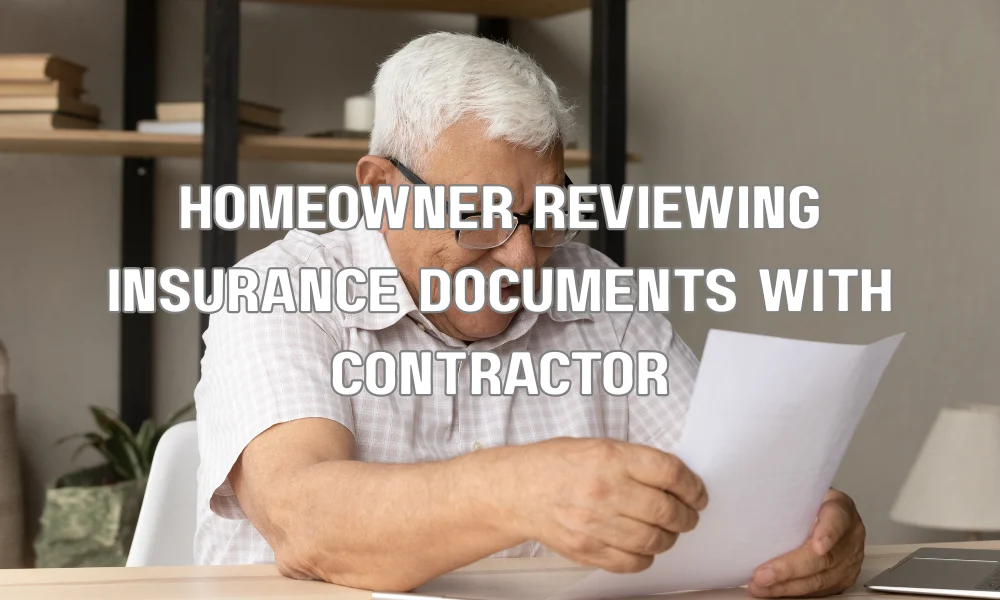Homeowner reviewing roofing insurance documents with a contractor to ensure transparent and compliant claim practices.