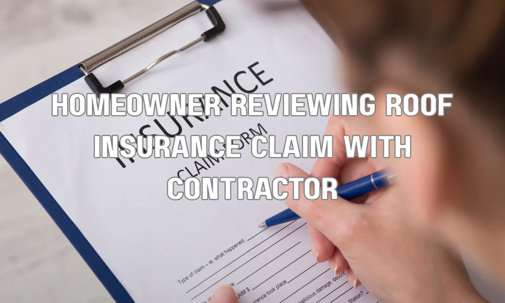 Homeowner reviewing a roof replacement insurance claim with a contractor, illustrating the difference between actual cash value and replacement cost coverage.
