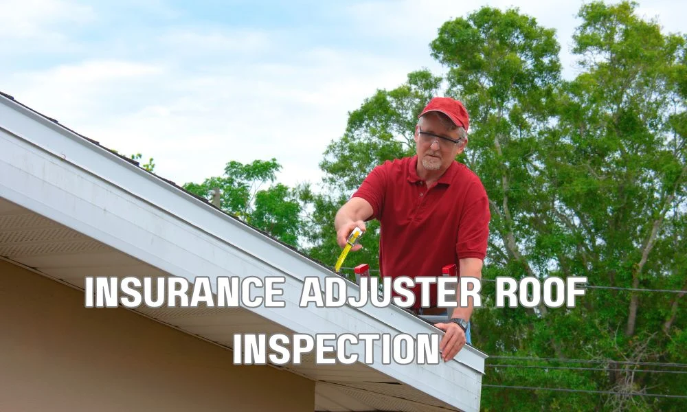 Commercial roof insurance claim inspection with homeowner and insurance adjuster reviewing documented storm damage