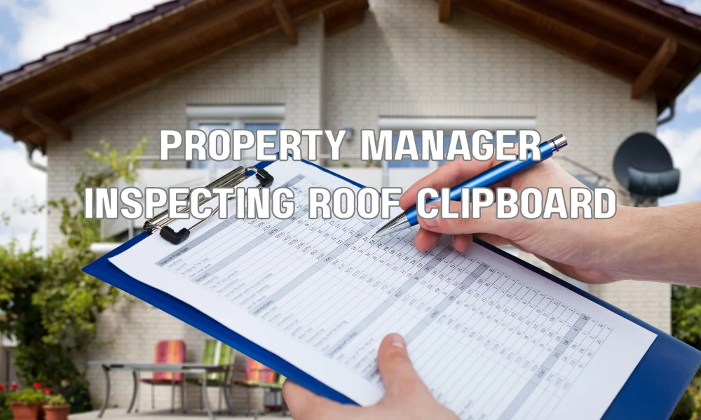 Property manager inspecting a residential community roof as part of an HOA roof maintenance and reserve planning strategy.