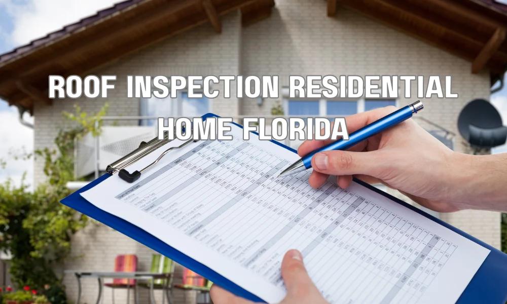 Roof inspector evaluating a residential roof in Florida for hurricane damage and wind mitigation compliance