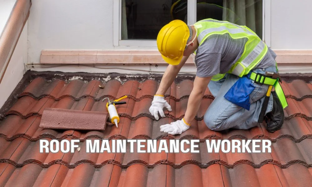 Technician performing routine maintenance and inspection on a commercial built-up flat roof, checking drainage, protective coating, and roof surface to extend the lifespan and prevent leaks.