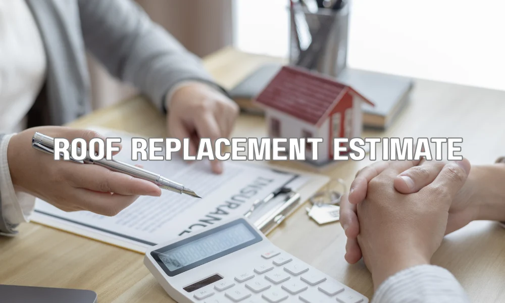 Roofing contractor explaining a roof replacement cost estimate to a homeowner before starting the project.