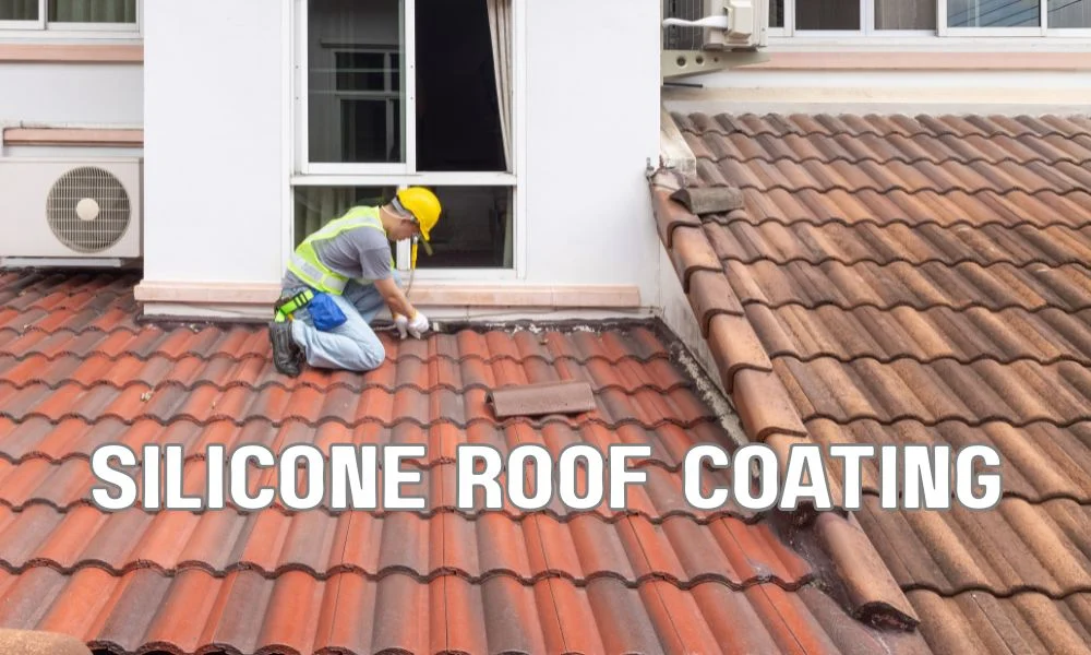 Commercial flat roof in Florida with side-by-side silicone and acrylic roof coating sections under intense sunlight and standing ponding water, highlighting durability, UV resistance, and weather protection.
