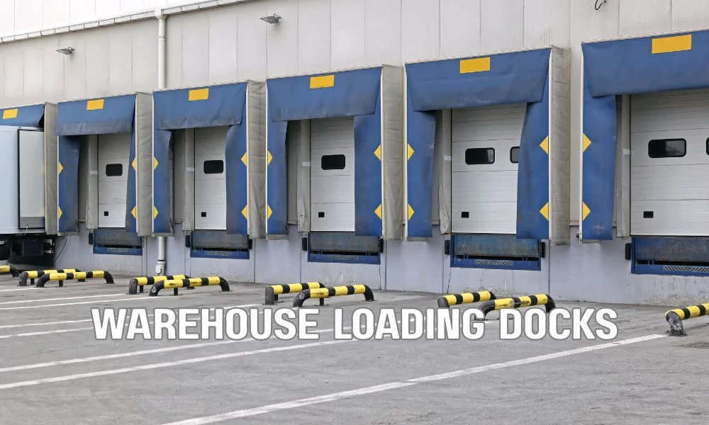 Modern Florida warehouse and distribution center with a large commercial flat roof during professional roofing replacement, showcasing durable roofing systems, safety equipment, and uninterrupted logistics operations.