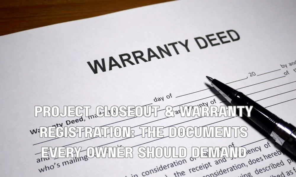 Project Closeout & Warranty Registration: The Documents Every Owner Should Demand