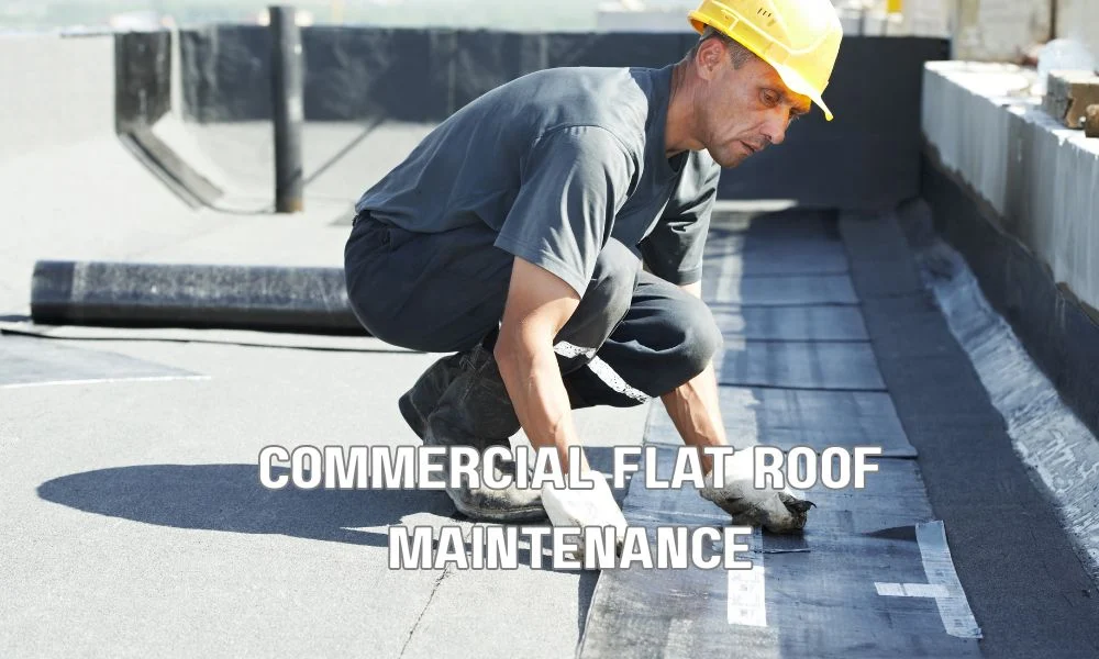 Commercial roofing professional inspecting a clean restaurant flat roof with rooftop exhaust equipment, grease containment systems, and proper drainage as part of a preventative maintenance program.